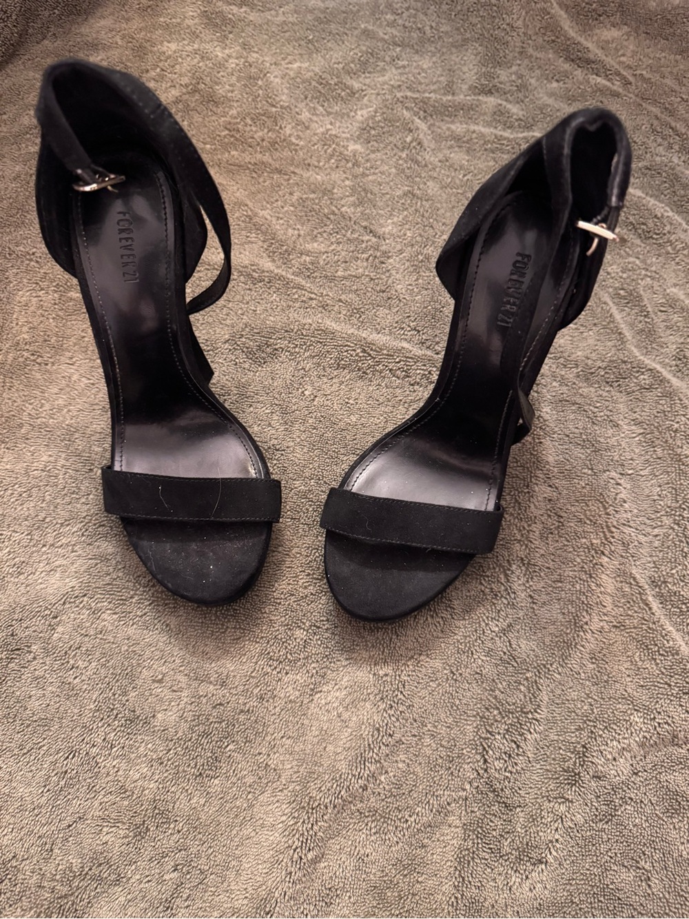 Forever 21 Black Open-Toe Ankle Strap Heels